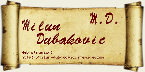 Milun Dubaković vizit kartica